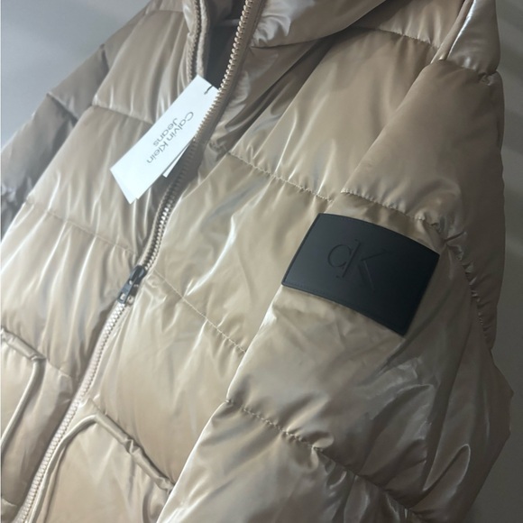 Calvin Klein Jeans Women's Quilted Puffer Hood Jacket in Khaki Size L NWT - Picture 6 of 15